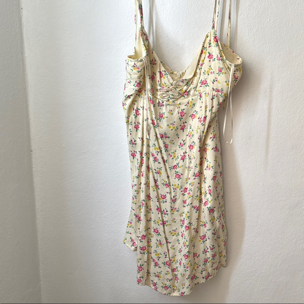 Zara Floral Print Dress with Pink and Yellow Accents